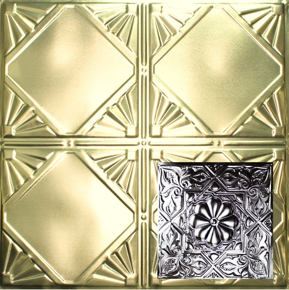 Metal Ceiling Tiles | Pattern 129 | Artisan Medallion - Antique Clear - Metal Ceiling Express