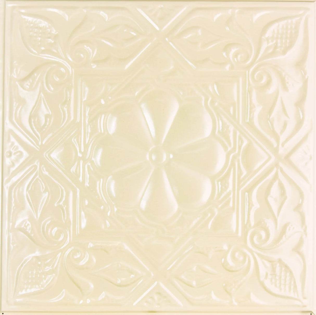 Metal Ceiling Tiles | Pattern 129 | Artisan Medallion - Crisp Linen - Metal Ceiling Express