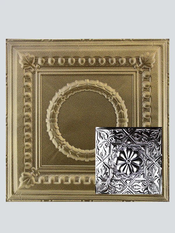 Metal Ceiling Tiles | Pattern 129 | Artisan Medallion - Gold Vein - Metal Ceiling Express