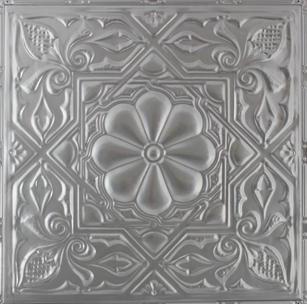 Metal Ceiling Tiles | Pattern 129 | Artisan Medallion - Gun Metal Grey - Metal Ceiling Express