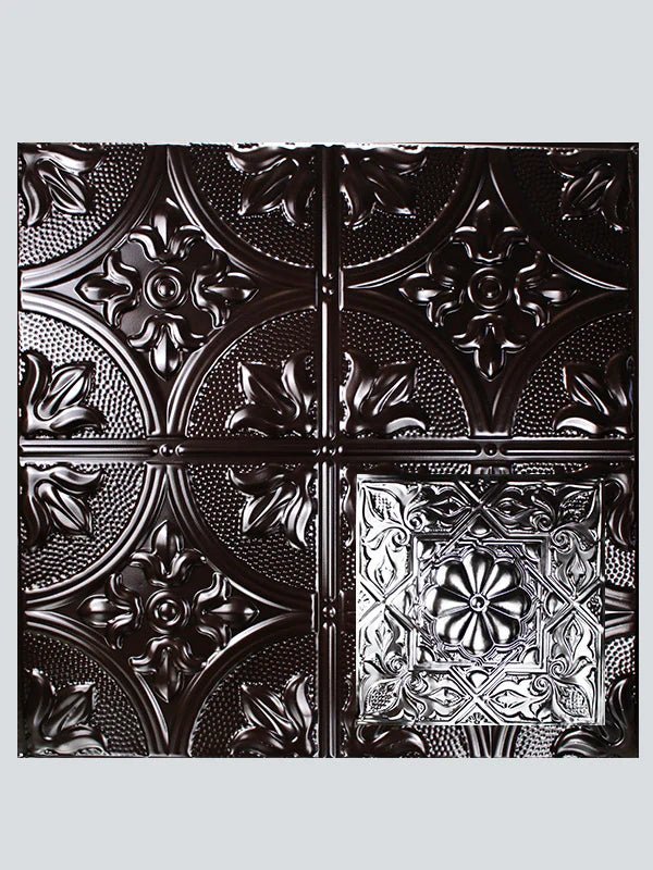 Metal Ceiling Tiles | Pattern 129 | Artisan Medallion - Mirror Black - Metal Ceiling Express