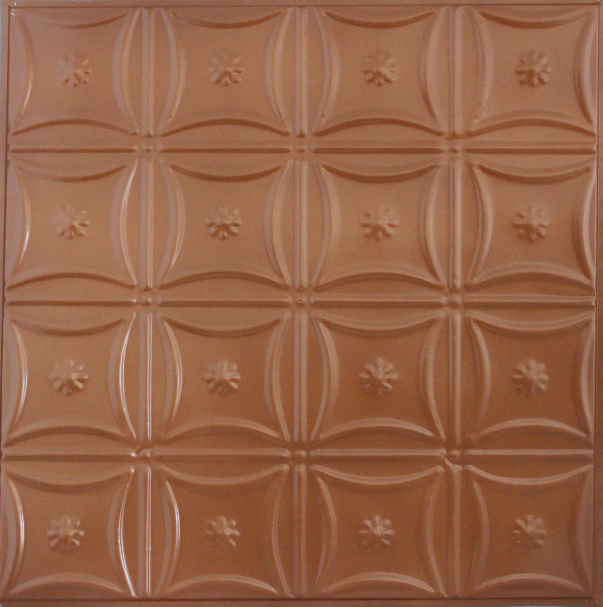 Metal Ceiling Tiles | Pattern 130 | Sixteen Flowers - Classic Copper - Metal Ceiling Express