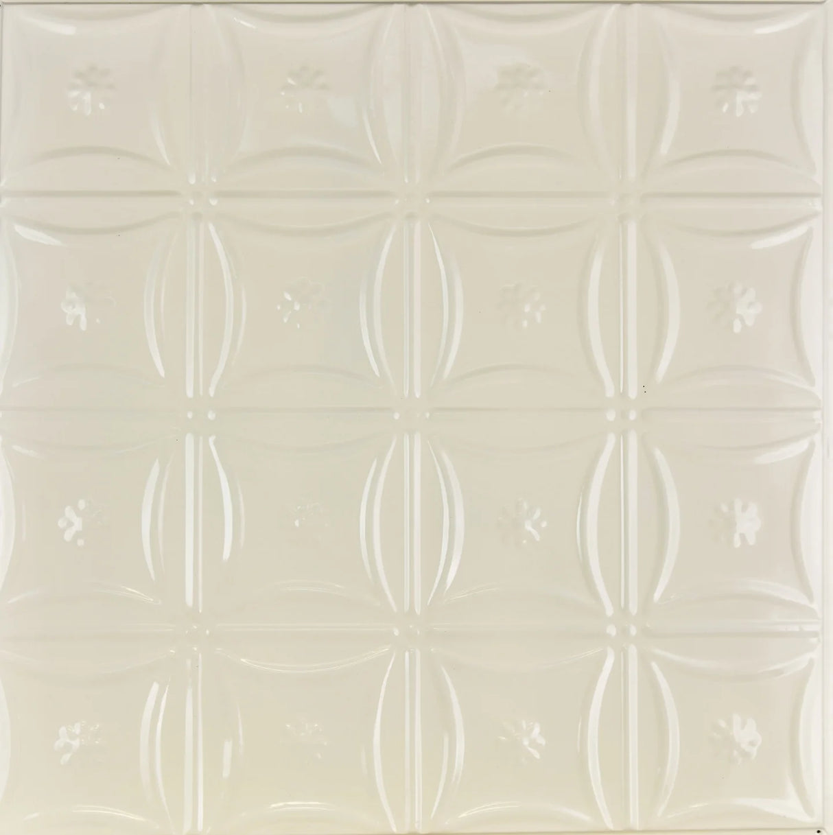 Metal Ceiling Tiles | Pattern 130 | Sixteen Flowers - Cream - Metal Ceiling Express