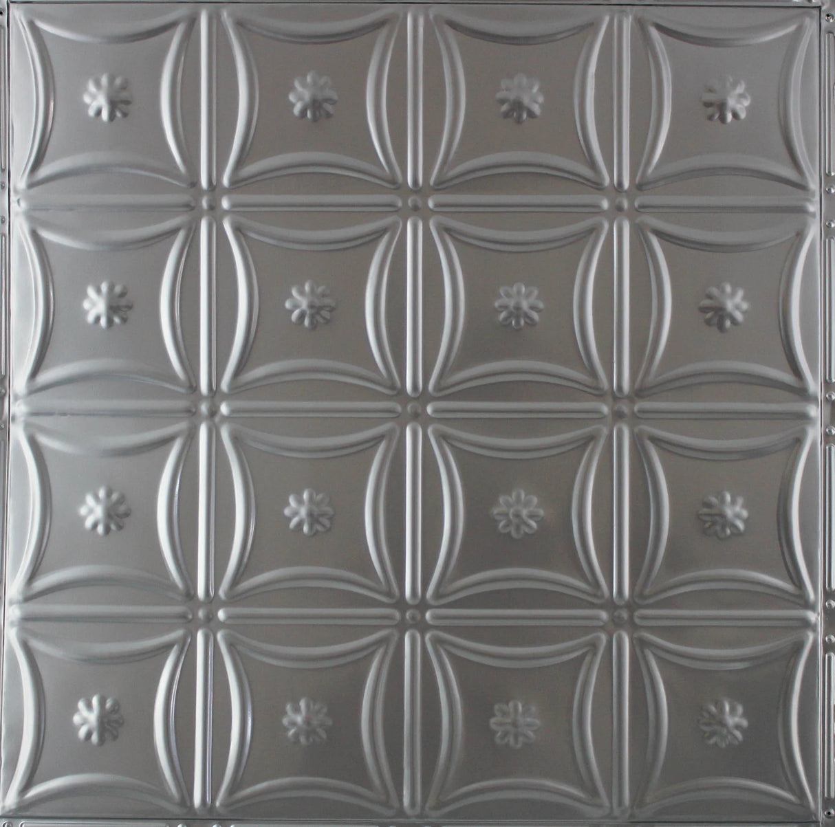 Metal Ceiling Tiles | Pattern 130 | Sixteen Flowers - Gun Metal Grey - Metal Ceiling Express