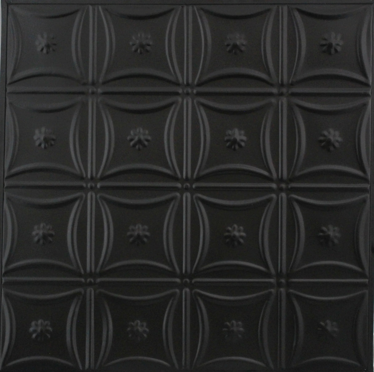 Metal Ceiling Tiles | Pattern 130 | Sixteen Flowers - Matte Black - Metal Ceiling Express