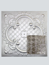 Metal Ceiling Tiles | Pattern 130 | Sixteen Flowers - Silver - Metal Ceiling Express