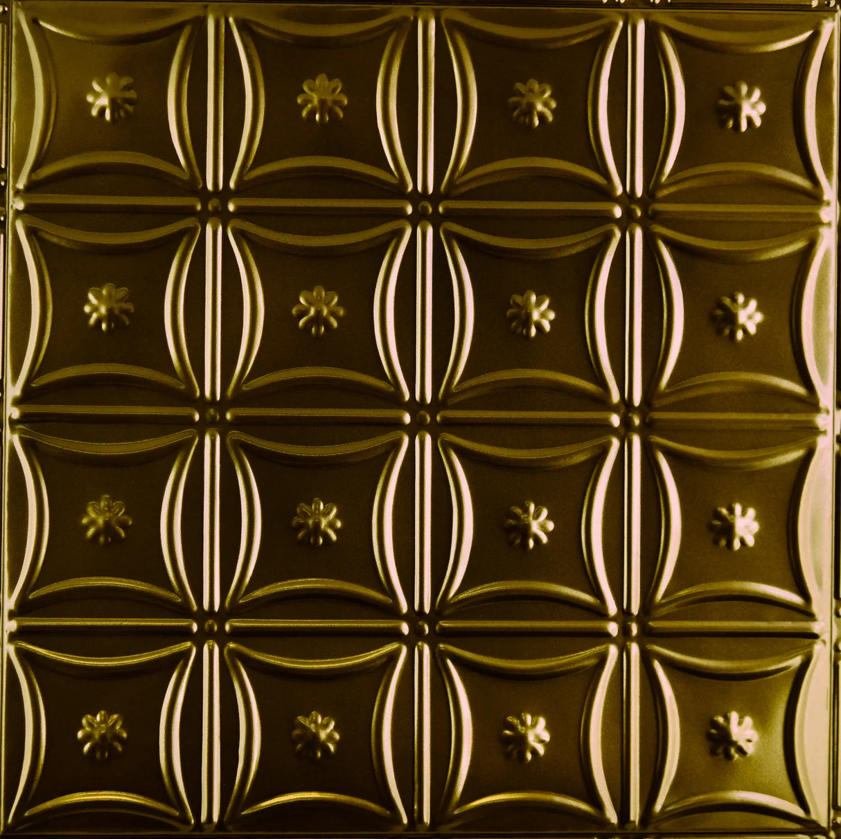 Metal Ceiling Tiles | Pattern 130 | Sixteen Flowers - Umber Bronze - Metal Ceiling Express