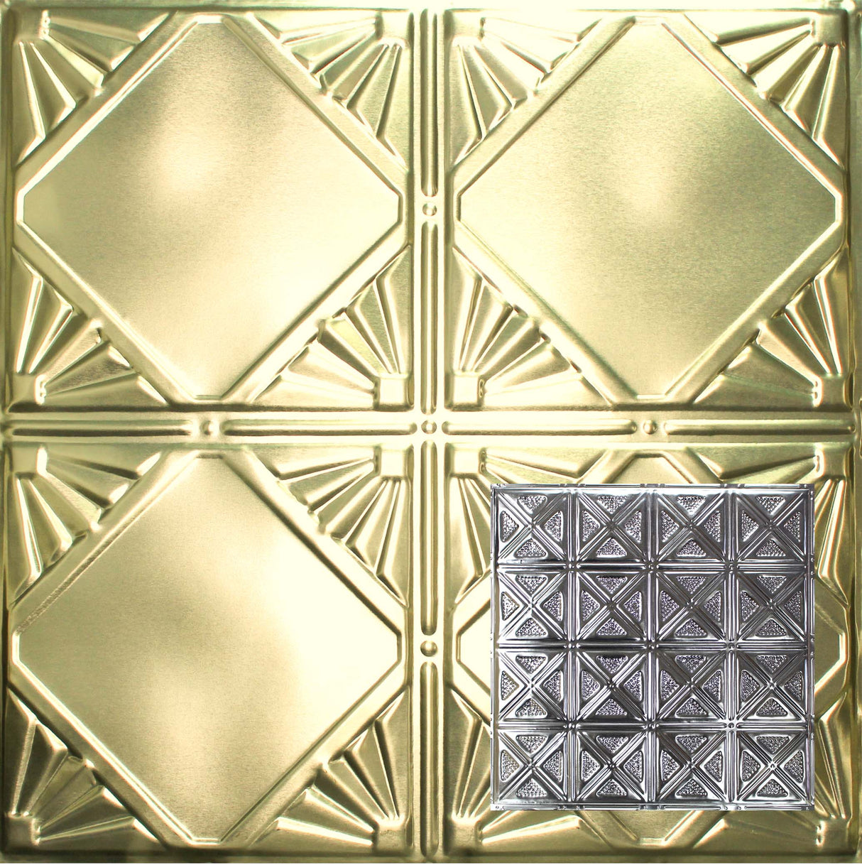 Metal Ceiling Tiles | Pattern 131 | Sixteen Diamonds - Antique Clear - Metal Ceiling Express