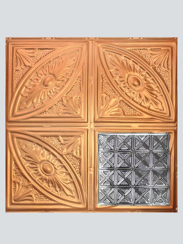 Metal Ceiling Tiles | Pattern 131 | Sixteen Diamonds - Satin Transparent Copper - Metal Ceiling Express