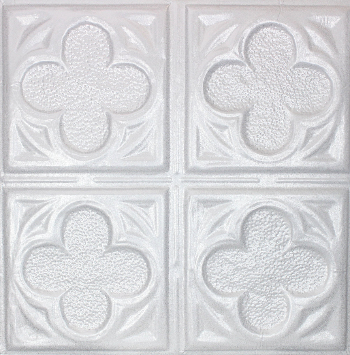 Metal Ceiling Tiles | Pattern 134 | Four Leaf Clover - Arctic Shimmer - Metal Ceiling Express