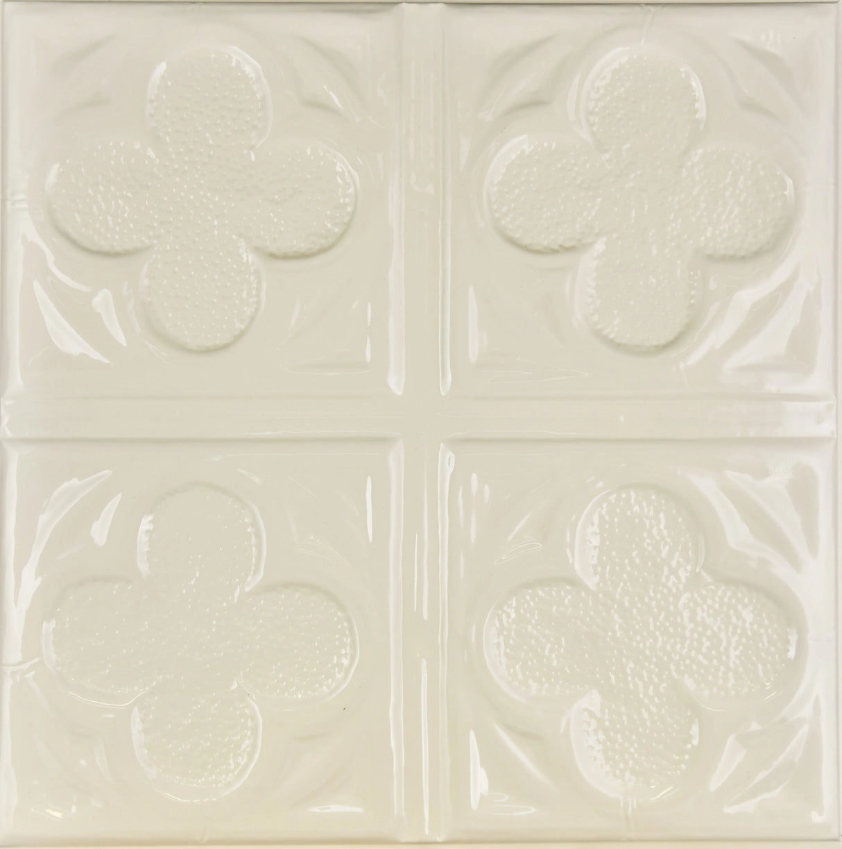 Metal Ceiling Tiles | Pattern 134 | Four Leaf Clover - Cream - Metal Ceiling Express