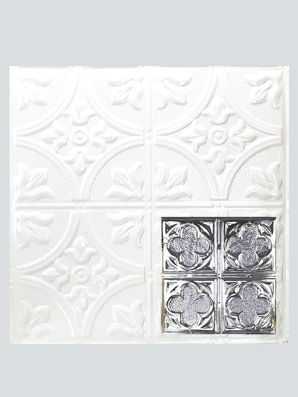 Metal Ceiling Tiles | Pattern 134 | Four Leaf Clover - Gloss White - Metal Ceiling Express