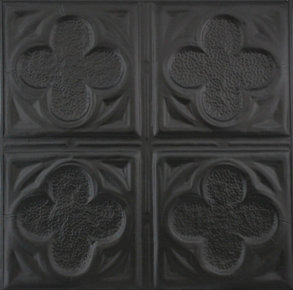 Metal Ceiling Tiles | Pattern 134 | Four Leaf Clover - Matte Black - Metal Ceiling Express