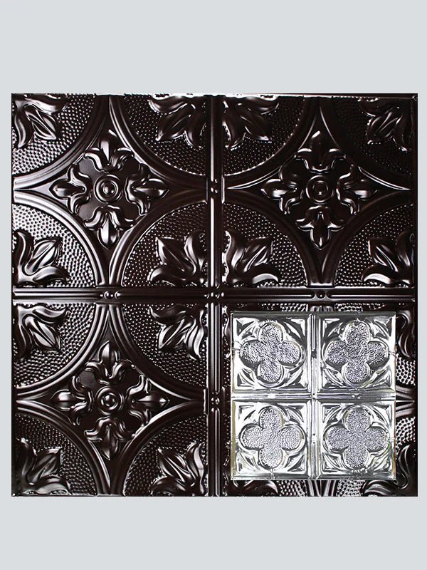 Metal Ceiling Tiles | Pattern 134 | Four Leaf Clover - Mirror Black - Metal Ceiling Express