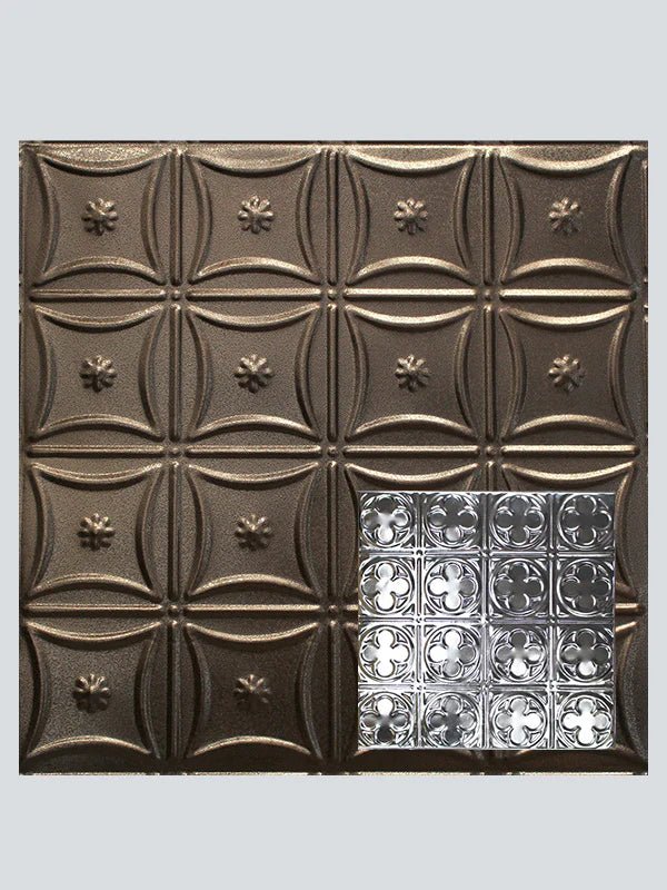 Metal Ceiling Tiles | Pattern 135 | Sixteen Mini Clovers - Copper Vein - Metal Ceiling Express