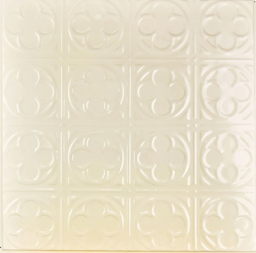 Metal Ceiling Tiles | Pattern 135 | Sixteen Mini Clovers - Cream - Metal Ceiling Express