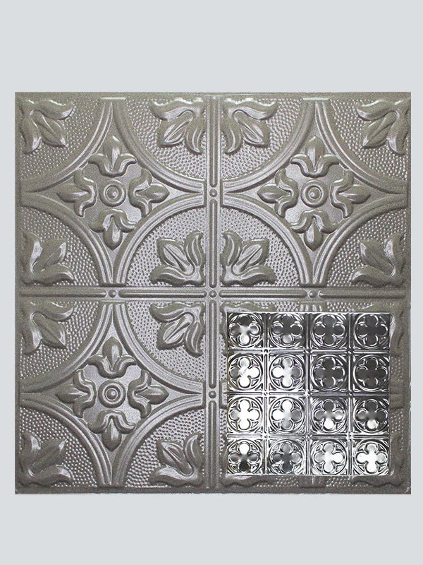 Metal Ceiling Tiles | Pattern 135 | Sixteen Mini Clovers - Driftwood - Metal Ceiling Express