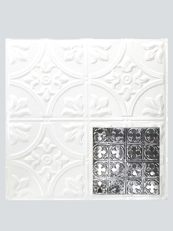 Metal Ceiling Tiles | Pattern 135 | Sixteen Mini Clovers - Gloss White - Metal Ceiling Express