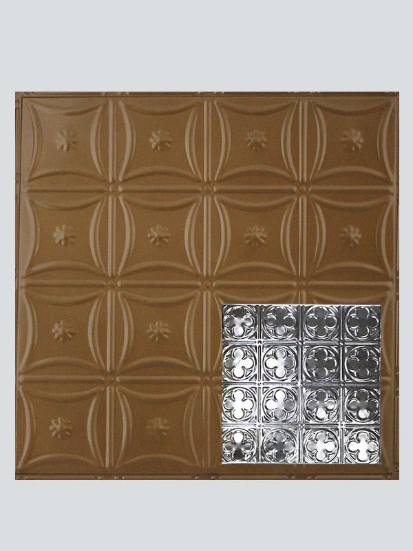 Metal Ceiling Tiles | Pattern 135 | Sixteen Mini Clovers - Honey Bronze - Metal Ceiling Express