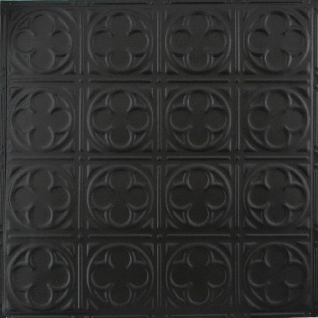 Metal Ceiling Tiles | Pattern 135 | Sixteen Mini Clovers - Matte Black - Metal Ceiling Express