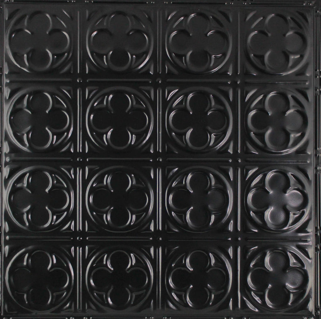 Metal Ceiling Tiles | Pattern 135 | Sixteen Mini Clovers - Satin Black - Metal Ceiling Express