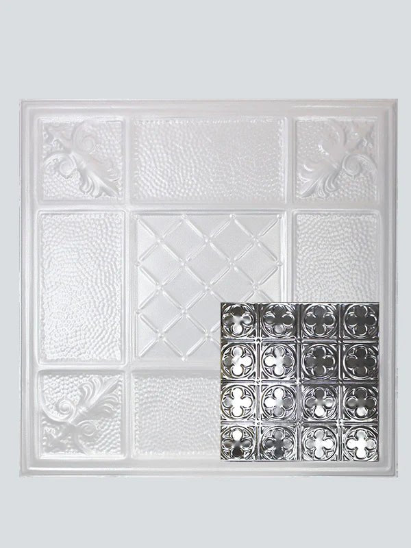 Metal Ceiling Tiles | Pattern 135 | Sixteen Mini Clovers - Sierra White - Metal Ceiling Express