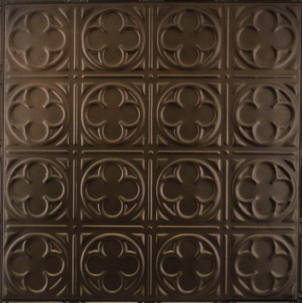 Metal Ceiling Tiles | Pattern 135 | Sixteen Mini Clovers - Textured Bronze - Metal Ceiling Express