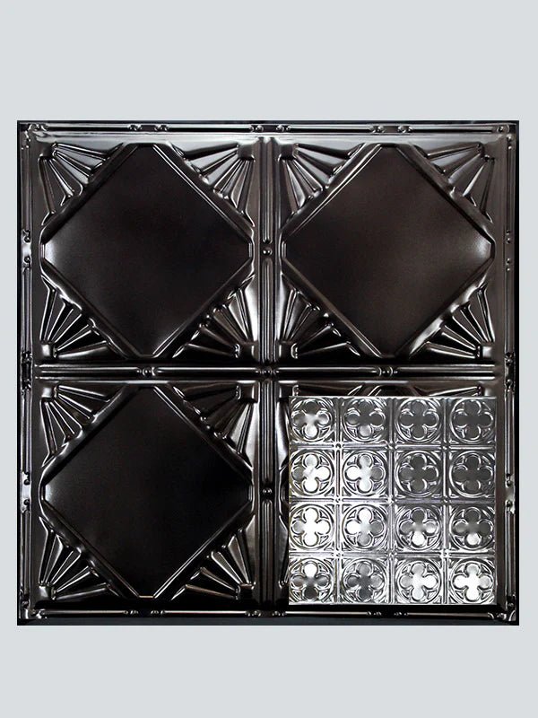 Metal Ceiling Tiles | Pattern 135 | Sixteen Mini Clovers - Transparent Black - Metal Ceiling Express