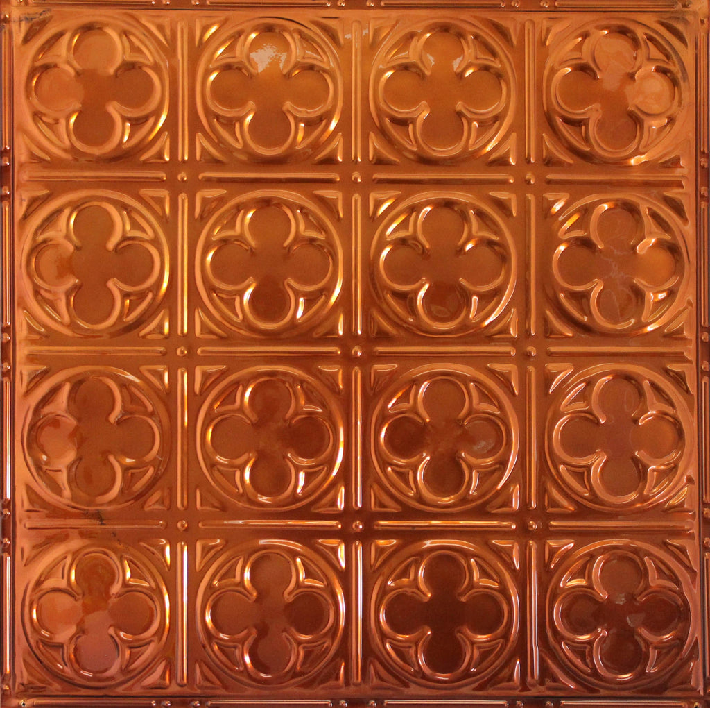 Metal Ceiling Tiles | Pattern 135 | Sixteen Mini Clovers - Transparent Copper - Metal Ceiling Express