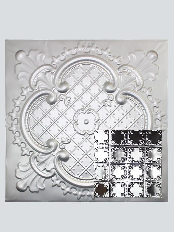 Metal Ceiling Tiles | Pattern 137 | Gothic Prominence - Silver - Metal Ceiling Express