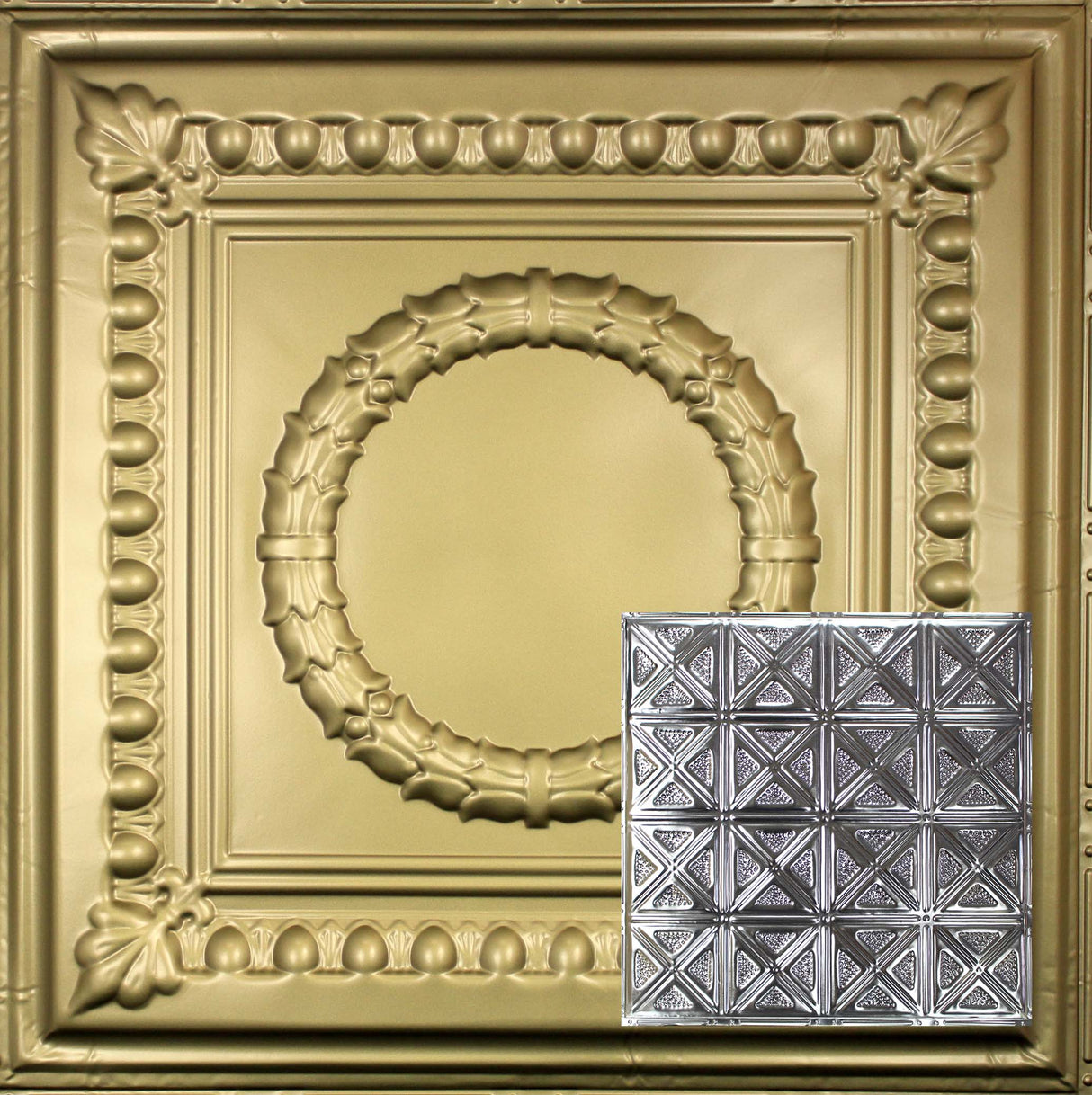 Metal Ceiling Tiles | Pattern 131 | Sixteen Diamonds - Antique Brass - Metal Ceiling Express