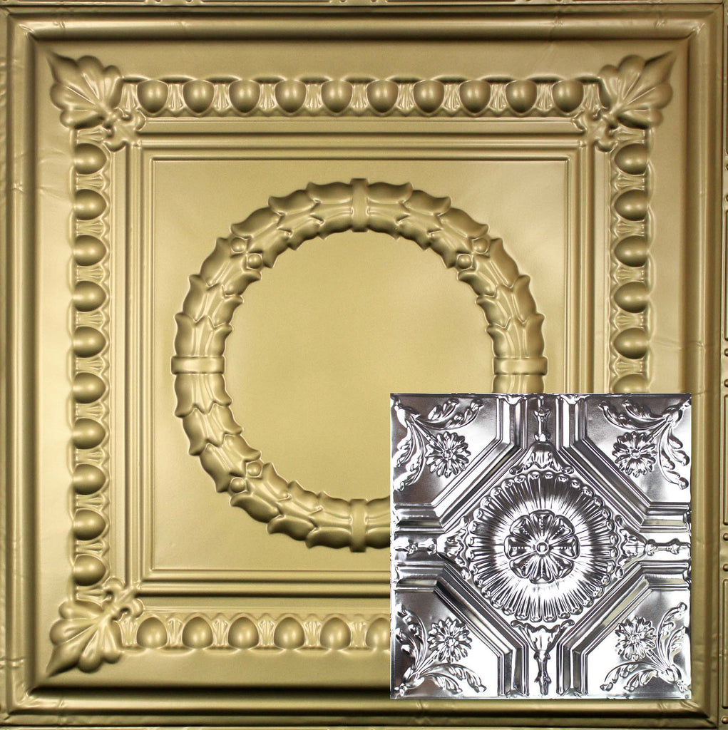 Metal Ceiling Tiles | Pattern 123 | Color: Antique Brass | Size: 24" x 24" - Wall & Ceiling Tiles - Metal Ceiling Express
