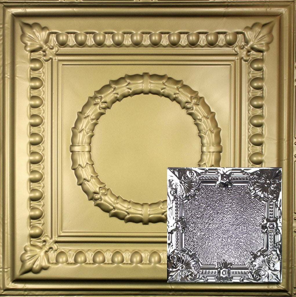 Metal Ceiling Tiles | Pattern 136 | Color: Antique Brass | Size: 24" x 24" - Wall & Ceiling Tiles - Metal Ceiling Express