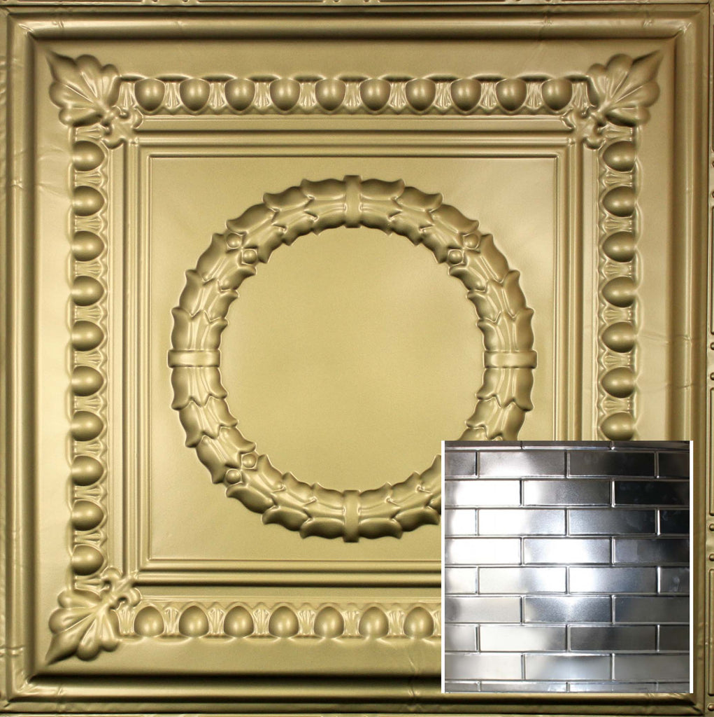 Metal Ceiling Tiles | Pattern brk | Color: Antique Brass | Size: 24" x 24" - Wall & Ceiling Tiles - Metal Ceiling Express