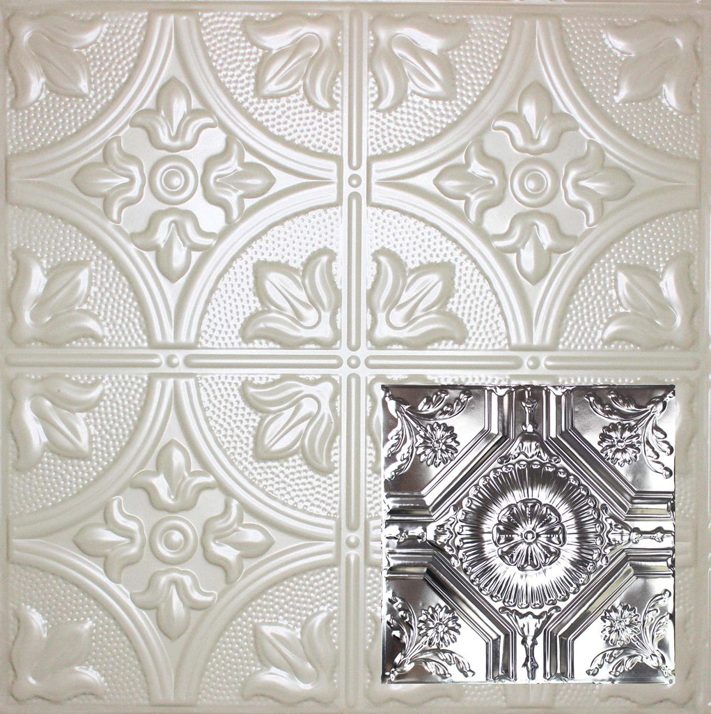 Metal Ceiling Tiles | Pattern 123 | Color: Antique White | Size: 24" x 24" - Wall & Ceiling Tiles - Metal Ceiling Express