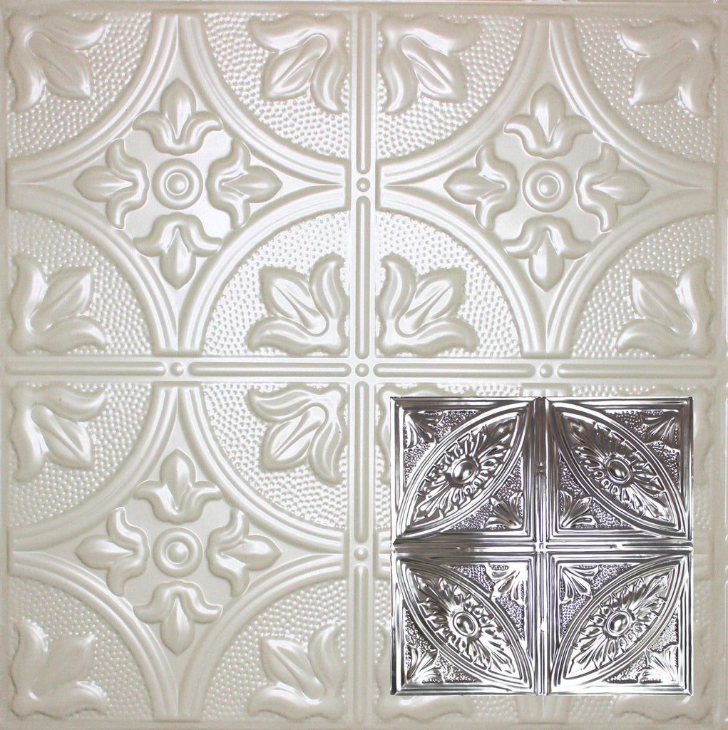Metal Ceiling Tiles | Pattern 124 | Color: Antique White | Size: 24" x 24" - Wall & Ceiling Tiles - Metal Ceiling Express