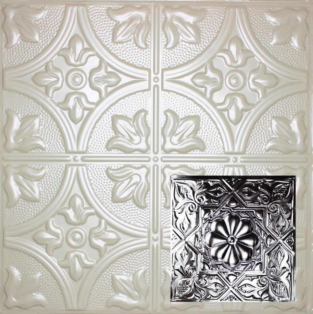 Metal Ceiling Tiles | Pattern 129 | Color: Antique White | Size: 24" x 24" - Wall & Ceiling Tiles - Metal Ceiling Express