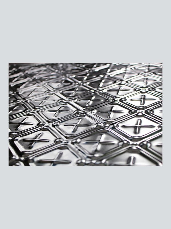 Metal Ceiling Tiles | Pattern Cross Hatch Filler closeup | Color: Two Sided Clear Coat | Size: 24" x 24" - Wall & Ceiling Tiles - Metal Ceiling Express