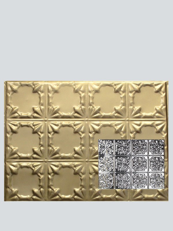 Metal Ceiling Backsplash Tiles - Pattern 127b - Color: Antique Brass - Size: 18" x 24" - Wall & Ceiling Tiles - Metal Ceiling Express