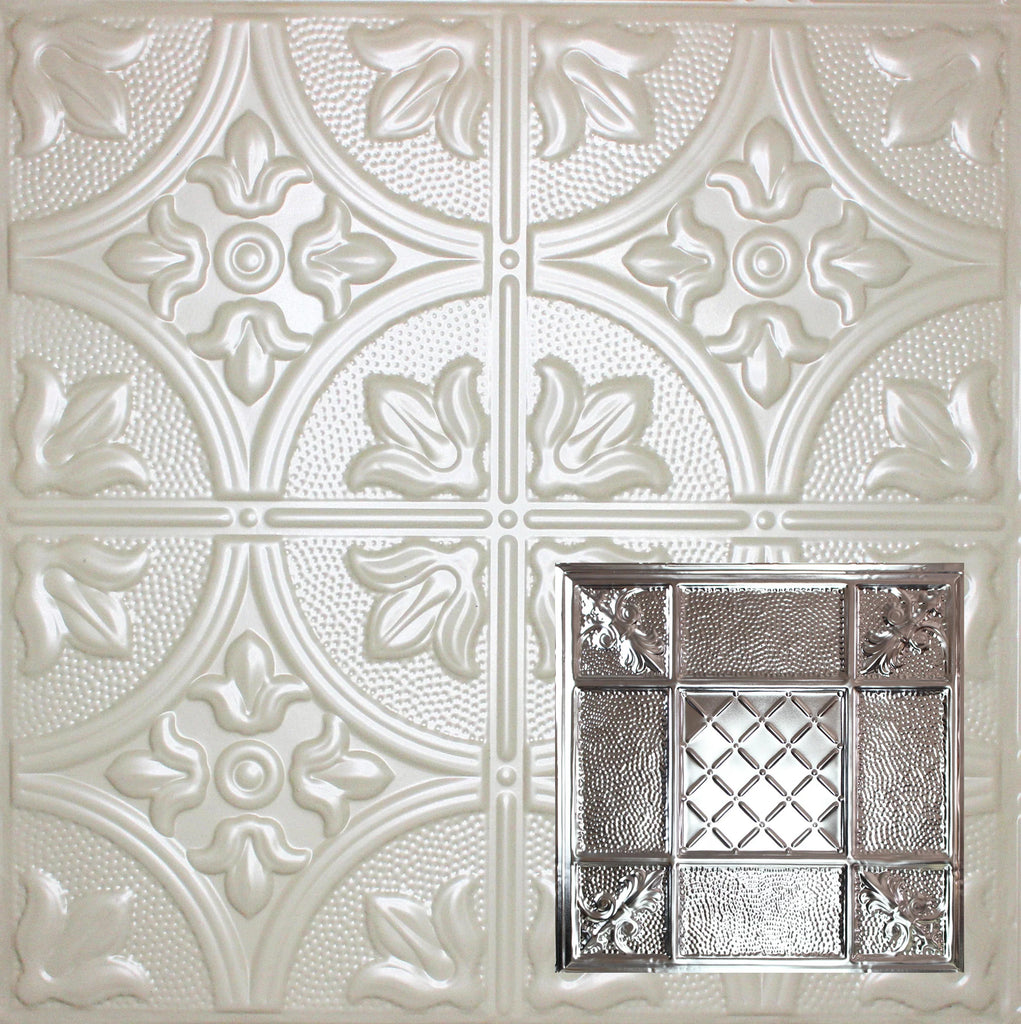 Metal Ceiling Tiles | Pattern 114 | Mediterranean Pebble - Antique White - Metal Ceiling Express