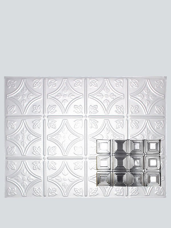 Metal Ceiling Backsplash Tiles - Pattern 120b - Color: Arctic Shimmer - Size: 18" x 24" - Wall & Ceiling Tiles - Metal Ceiling Express