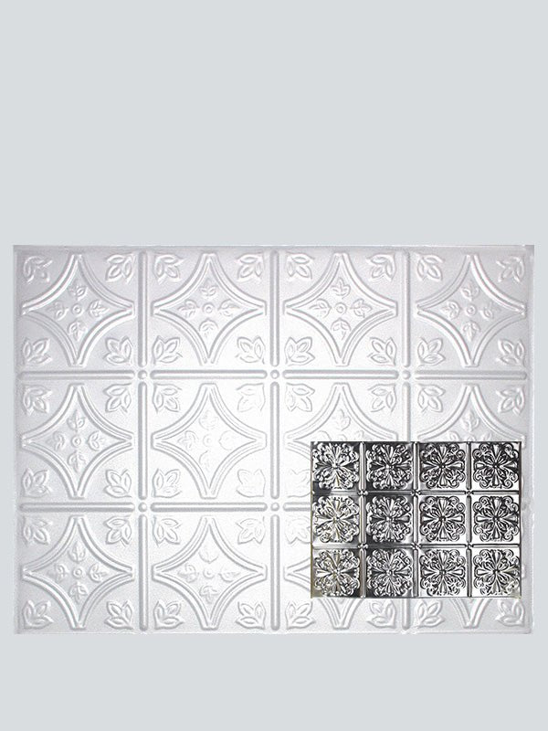 Metal Ceiling Backsplash Tiles - Pattern 127b - Color: Arctic Shimmer - Size: 18" x 24" - Wall & Ceiling Tiles - Metal Ceiling Express