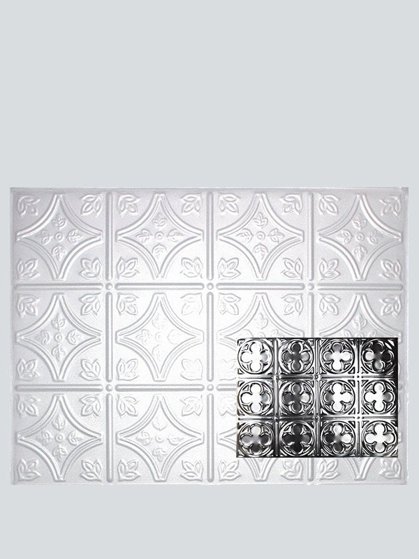 Metal Ceiling Backsplash Tiles - Pattern 135b - Color: Arctic Shimmer - Size: 18" x 24" - Wall & Ceiling Tiles - Metal Ceiling Express