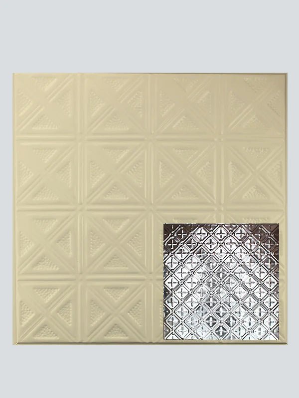 Metal Ceiling Tiles | Cross Hatch Filler - Creamy White Satin - Metal Ceiling Express