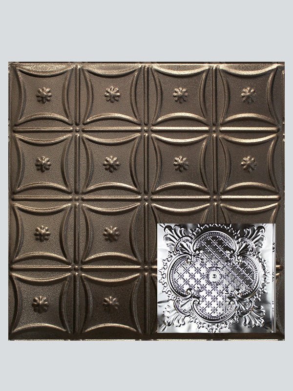 Metal Ceiling Tiles | Pattern 104 | Elegant Clover - Copper Vein - Metal Ceiling Express