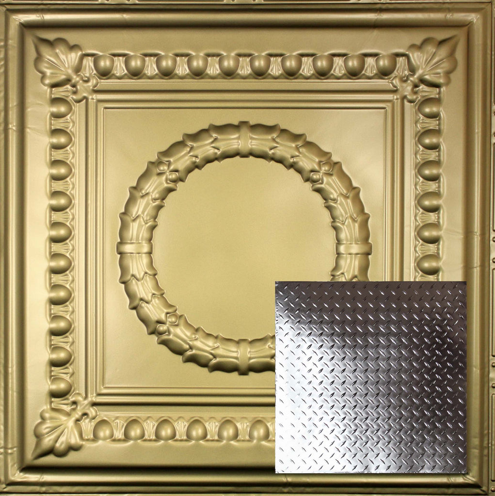 Metal Ceiling Tiles | Diamond Plate - Antique Brass - Metal Ceiling Express