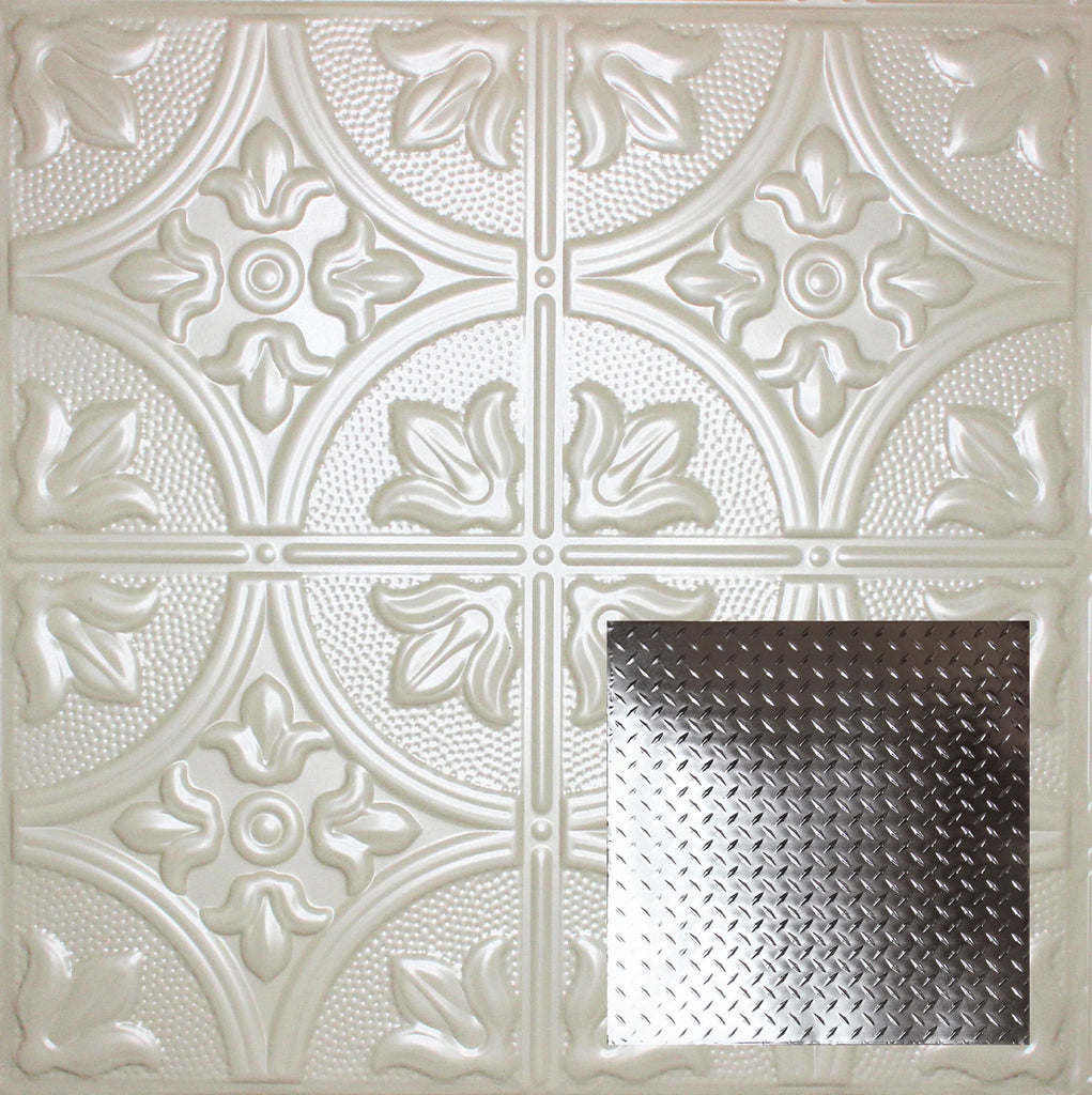 Metal Ceiling Tiles | Diamond Plate - Antique White - Metal Ceiling Express