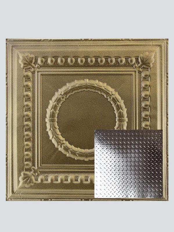 Metal Ceiling Tiles | Diamond Plate - Gold Vein - Metal Ceiling Express