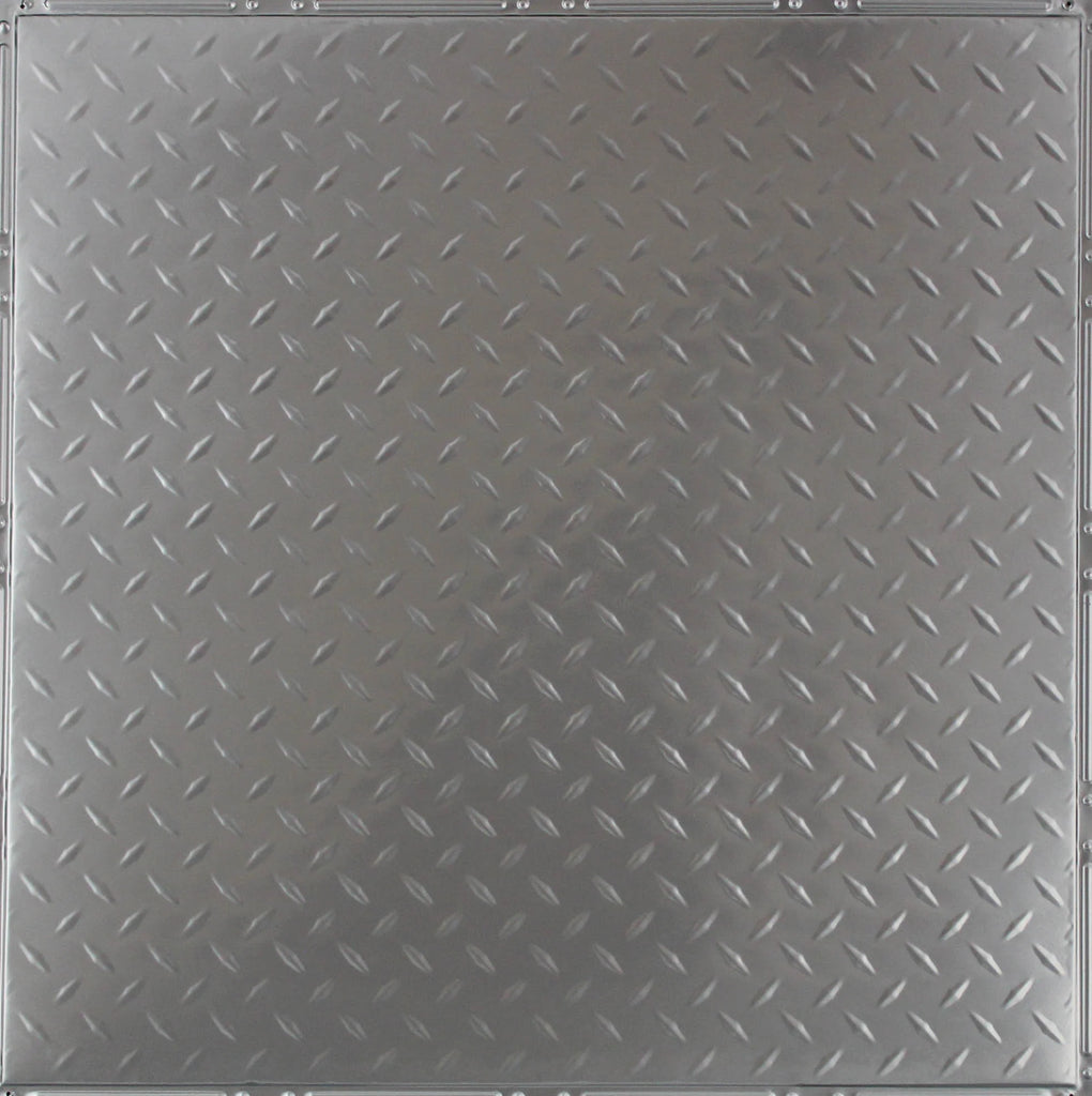 Metal Ceiling Tiles | Diamond Plate - Gun Metal Grey - Metal Ceiling Express