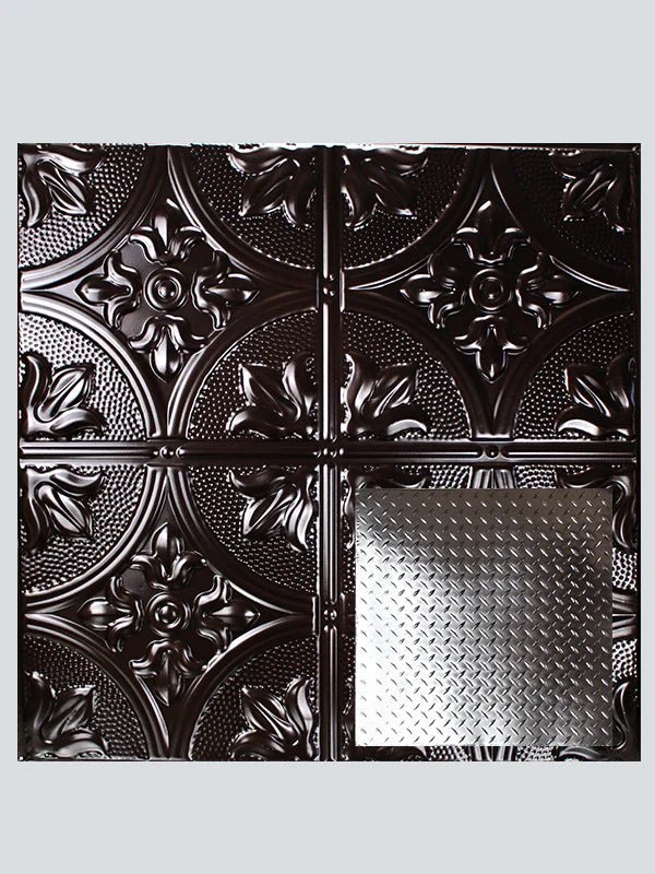 Metal Ceiling Tiles | Diamond Plate - Mirror Black - Metal Ceiling Express